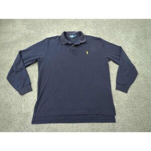 Polo Ralph Lauren Polo Shirt Mens Large Blue Long Sleeve 100% Cotton Golf Casual